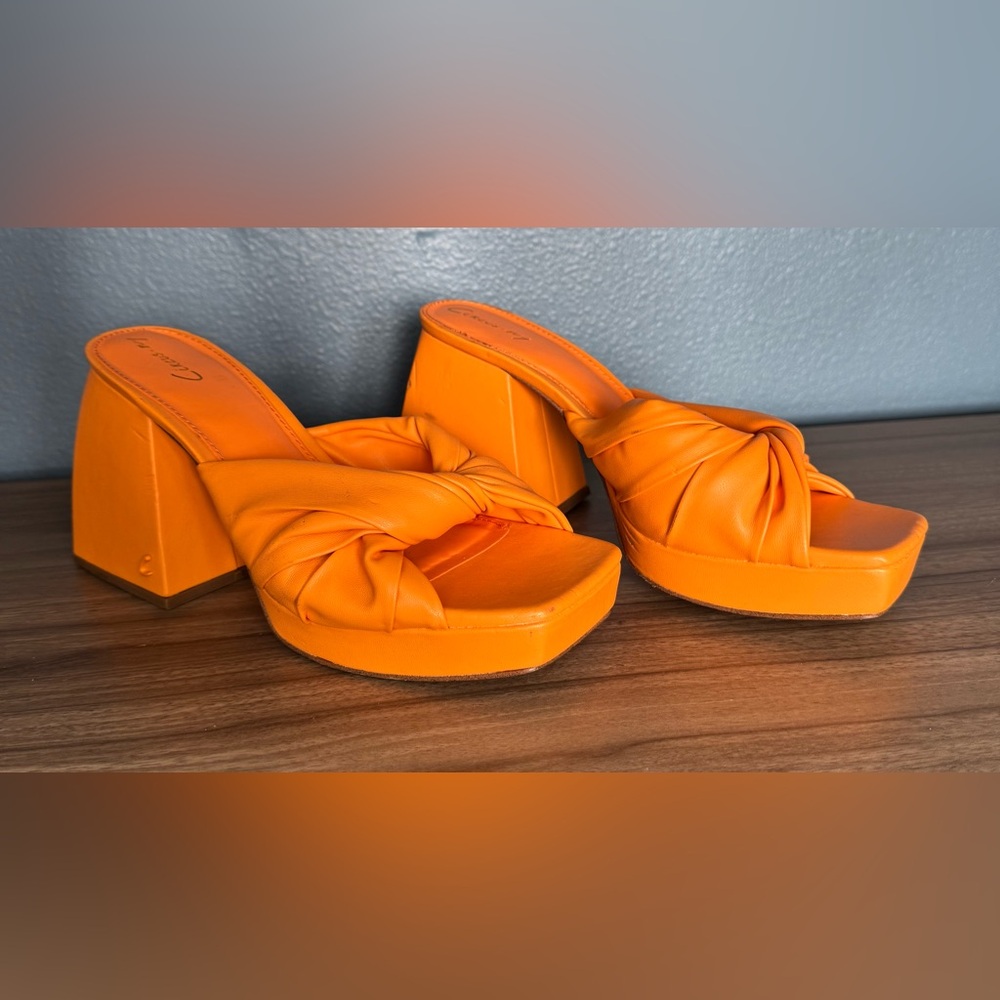 Orange Women's Block Heel Sandals